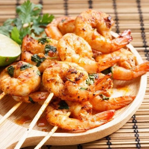 Brochette de crevettes grillée